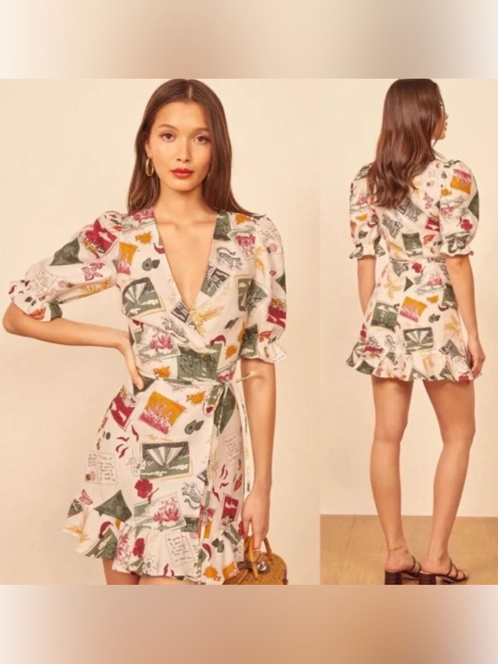 Reformation Carmelo wrap dress in vacaciones